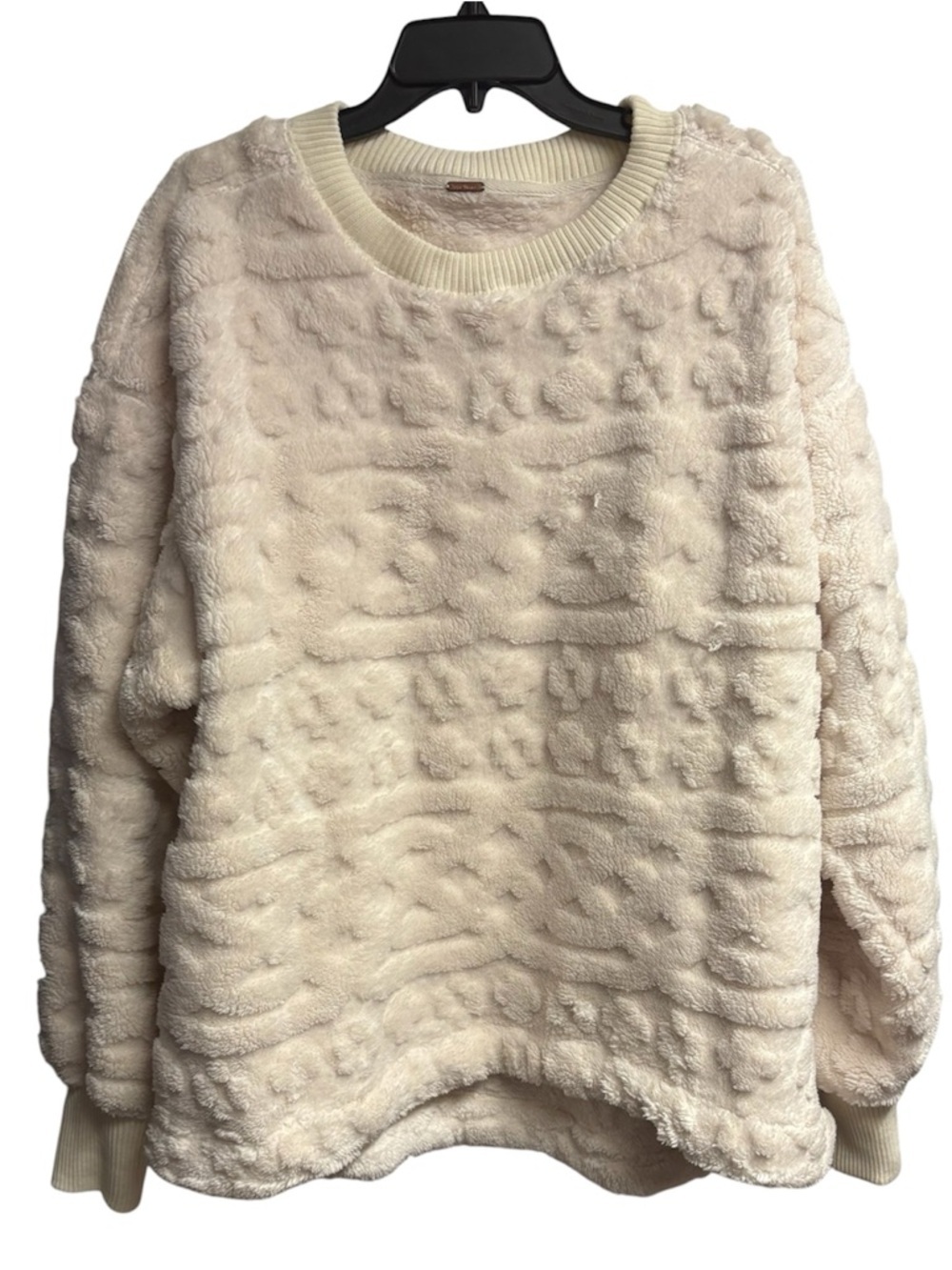 NWOT Free People Cable Knit Oversized Sweatshirt In Ivory Size Medium - Picture 2 of 5